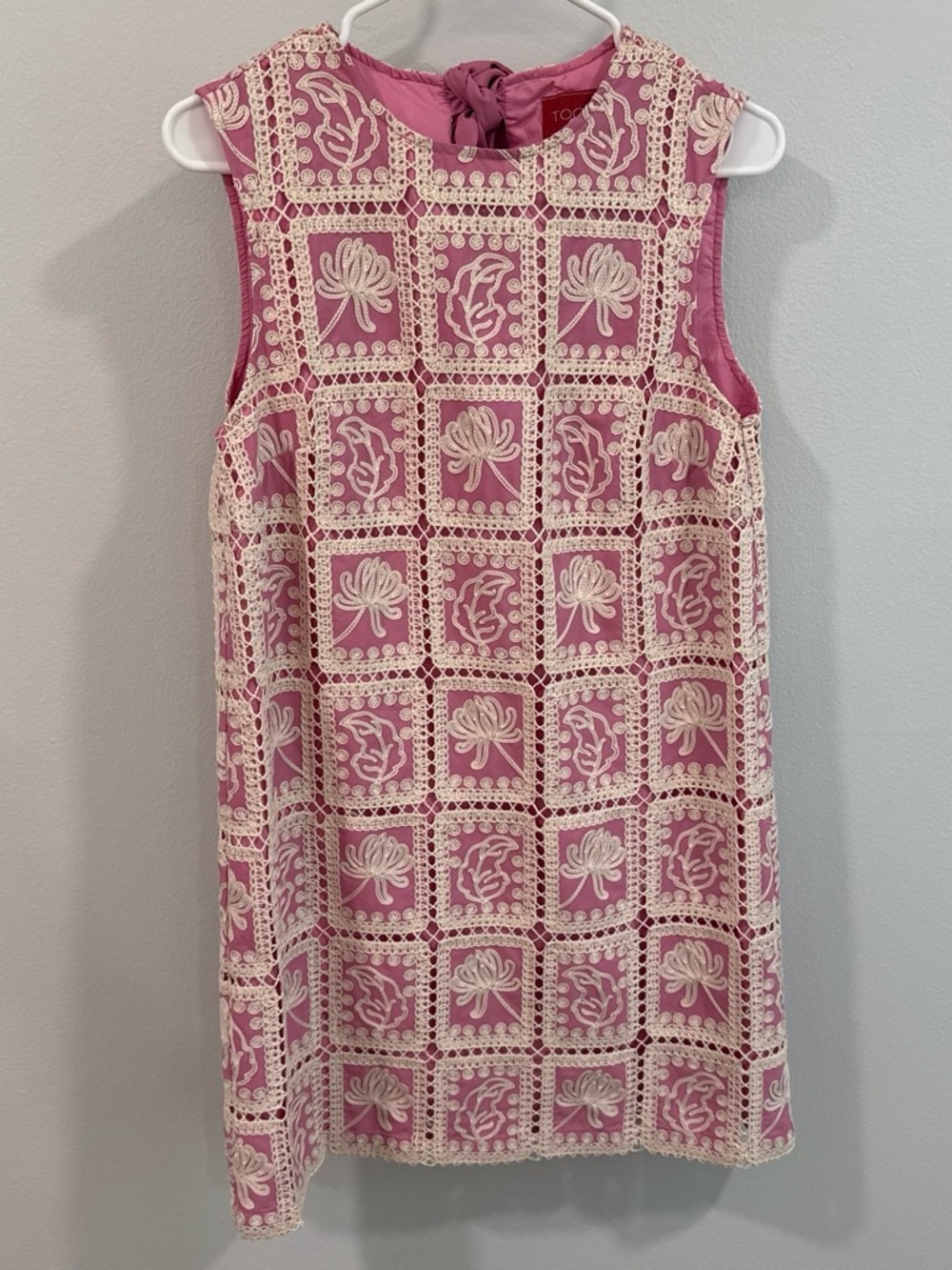 TOCCO Pink and cream Crochet Overlay Dress